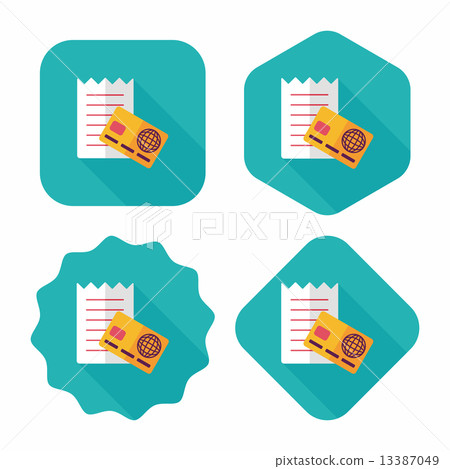 shopping credit card bill flat icon with long shadow,eps10 13387049