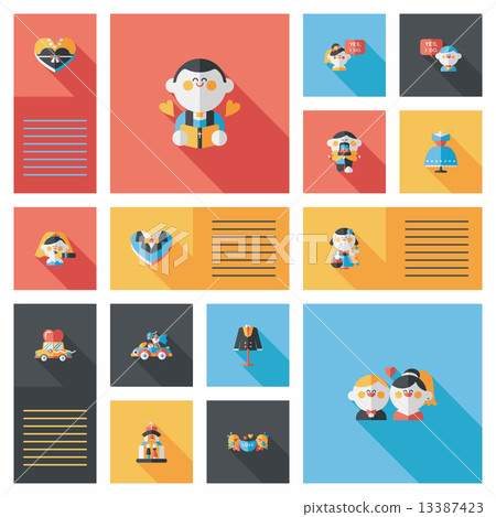Wedding ui flat design background set, eps10 Wedding ui flat design background set, eps10 13387423