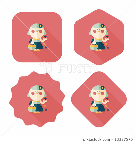 wedding flower girl flat icon with long shadow,eps10 13387570