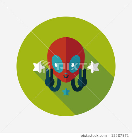 Space alien flat icon with long shadow,eps10 13387571