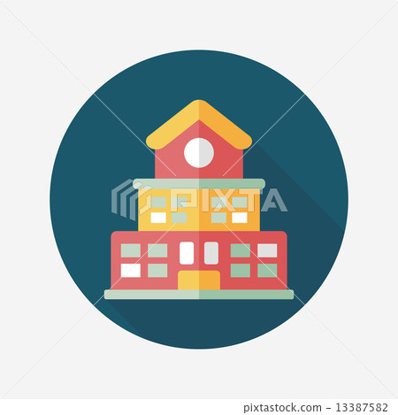 Building school flat icon with long shadow,eps10 13387582