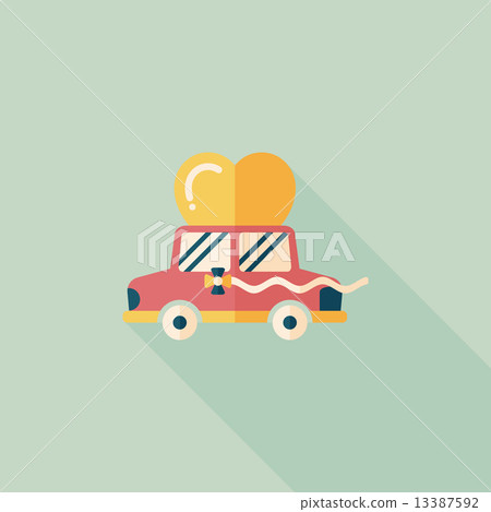 wedding car flat icon with long shadow, eps10 13387592