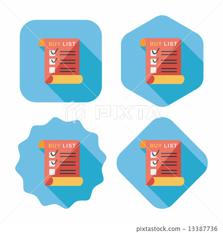 shopping list flat icon with long shadow,eps10 13387736