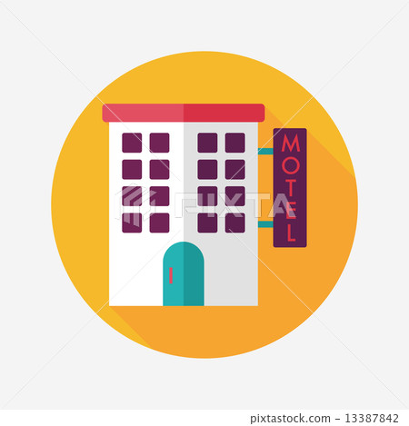 Building motel flat icon with long shadow,eps10 Building motel flat icon with long shadow,eps10 13387842