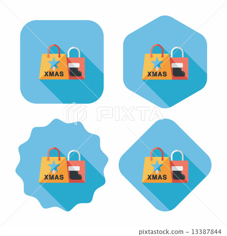 Christmas shopping bag flat icon with long shadow,eps10 Christmas shopping bag flat icon with long shadow,eps10 13387844