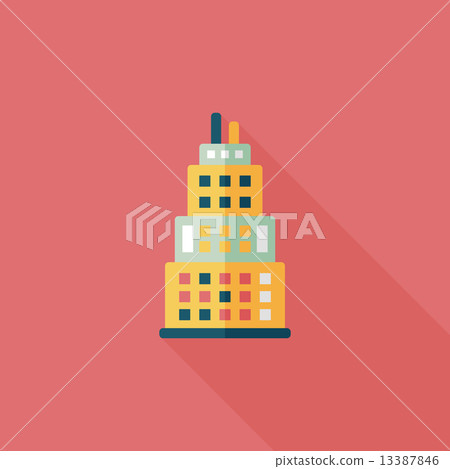 Commercial Building flat icon with long shadow,eps10 Commercial Building flat icon with long shadow,eps10 13387846