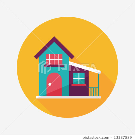 Building flat icon with long shadow,eps10 13387889