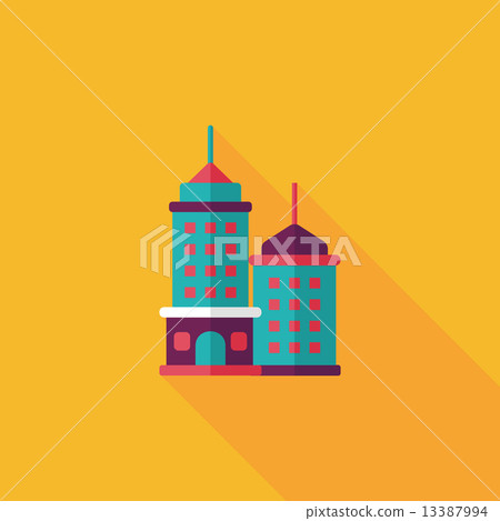 Commercial Building flat icon with long shadow,eps10 13387994