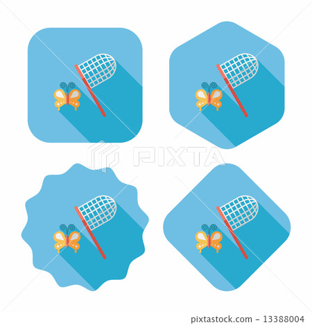 butterfly net flat icon with long shadow,eps10 13388004