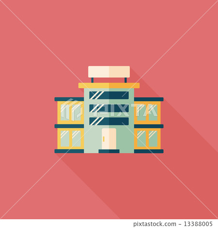 Commercial Building flat icon with long shadow,eps10 13388005