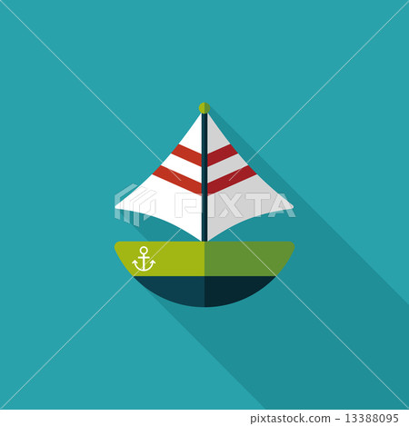 Transportation sailboat flat icon with long... - Stock Illustration ...