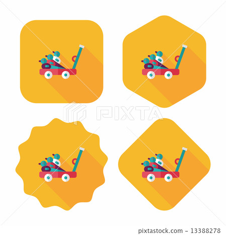 toy duck cart flat icon with long shadow,eps10 13388278
