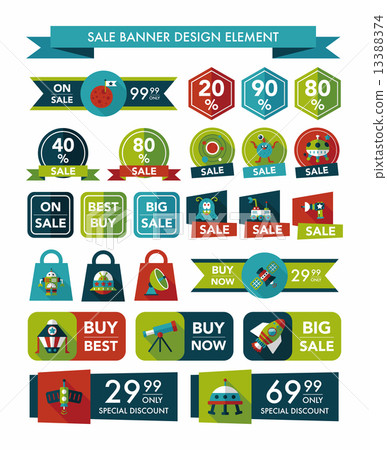 Space sale banner flat design background set, eps10 13388374