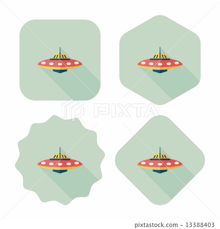 Space UFO flat icon with long shadow, eps10 - Stock Illustration ...