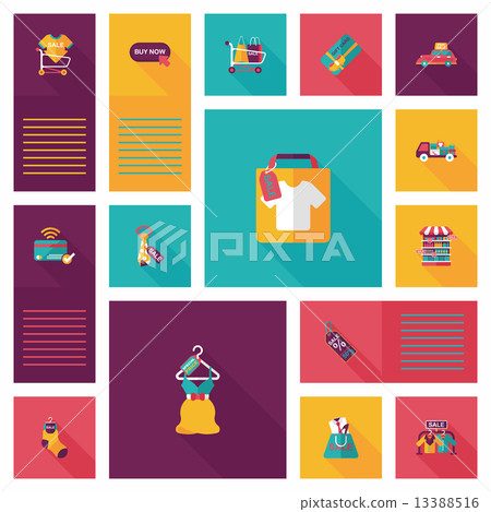 shopping ui flat design background set, eps10 - Stock Illustration ...