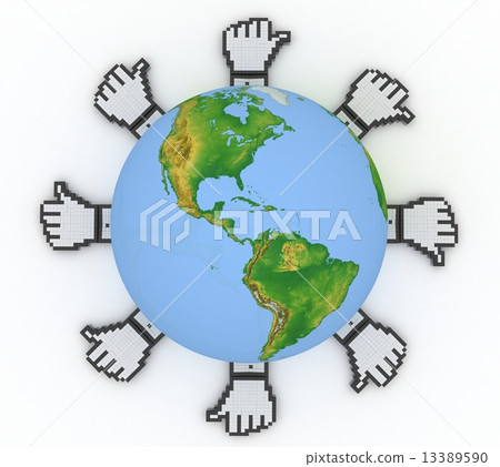 the symbols of "like" are located on - to the perimeter of globe 13389590