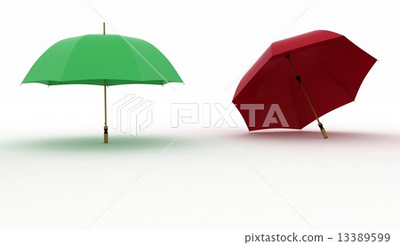 3d illustration multicoloured umbrellas on a white background 13389599