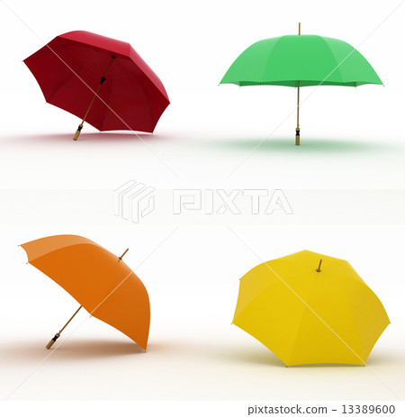 3d  illustration multicoloured umbrellas on a white background 13389600