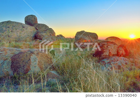 Sunset over Dobrogea hills 13390040