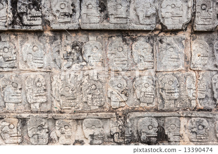 ancient wall in Chichen Itza temple, Mexico ancient wall in Chichen Itza temple, Mexico 13390474