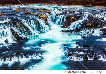 Beautiful cascade bruarfoss waterfall, Iceland 13390720
