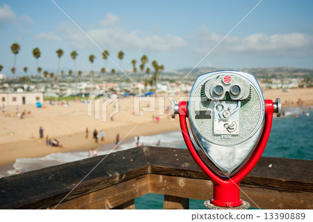 coin operated telescope at Newport Beach Pier 13390889