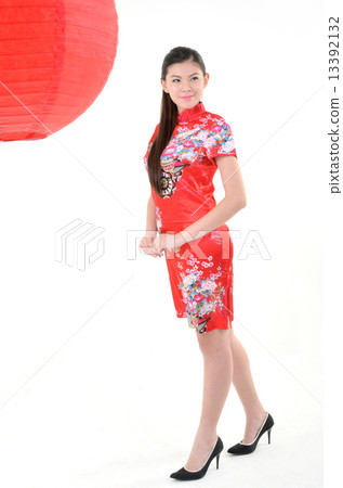 Chinese Woman Dress Traditional Cheongsam with Tanglung Chinese Woman Dress Traditional Cheongsam with Tanglung 13392132
