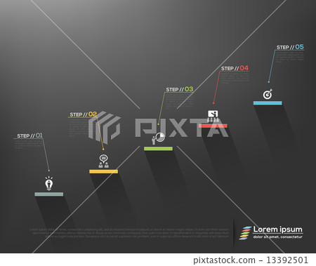 Modern business stair steps to success options on grey background 13392501