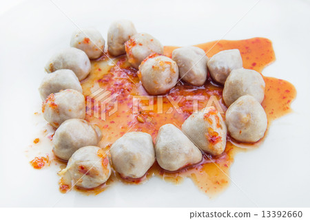 grilled meat ball on white background 13392660