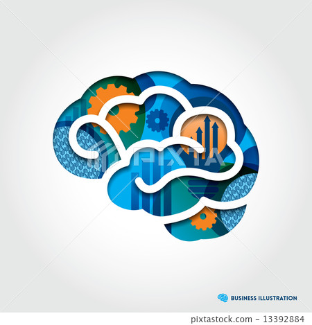 Minimal style Brain Illustration with Business Concept 13392884