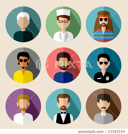 Set of round flat icons with men. Set of round flat icons with men. 13393554