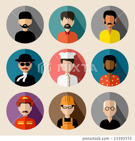 Set of round flat icons with men. Set of round flat icons with men. 13393555