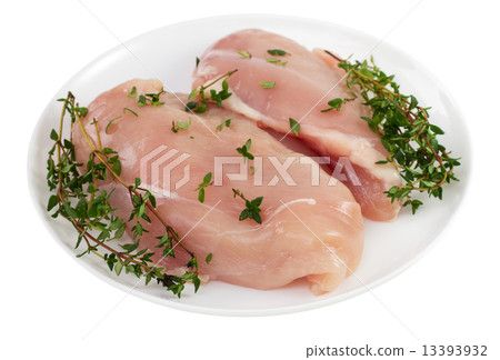 chicken breast on the plate on white background chicken breast on the plate on white background 13393932