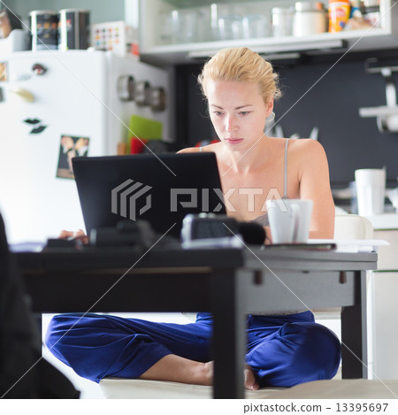 Female freelancer working from home. 13395697