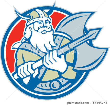 Viking Raider Barbarian Warrior Axe Circle Retro Viking Raider Barbarian Warrior Axe Circle Retro 13395741