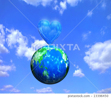 Heart mark solar panel on the earth 13396450