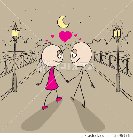 Couple love walking light of lanterns in park 13396956