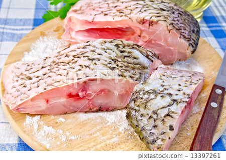 Bream crude knife on fabric 13397261