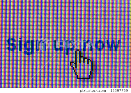 click sigh up now. Macro screen view of old monitor 13397769