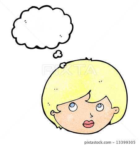 Cartoon Female Face Looking Upwards With Stock Illustration 13399305 Pixta