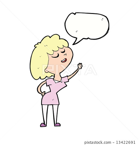 圖庫插圖: cartoon happy woman about to speak with speech bubble