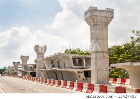 Construction in progress of a mass rapid transit line 13427428