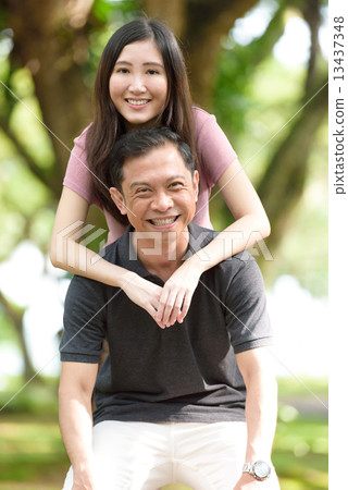 Chinese couple in a park 13437348