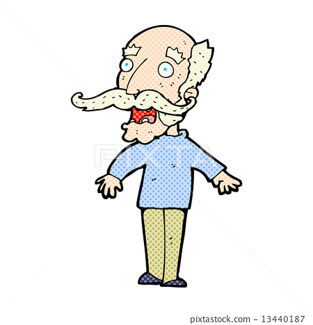 圖庫插圖: comic cartoon old man gasping in surprise