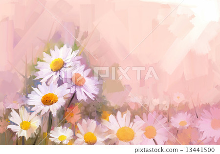 Gerbera flower oil painting.Flowers in soft color for background Gerbera flower oil painting.Flowers in soft color for background 13441500