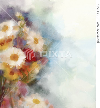 Watercolour flowers painting.Flowers in soft color and blur style .Vintage painting flowers Watercolour flowers painting.Flowers in soft color and blur style .Vintage painting flowers 13441512