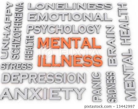 3d image Mental illness issues concept word cloud background 13442997