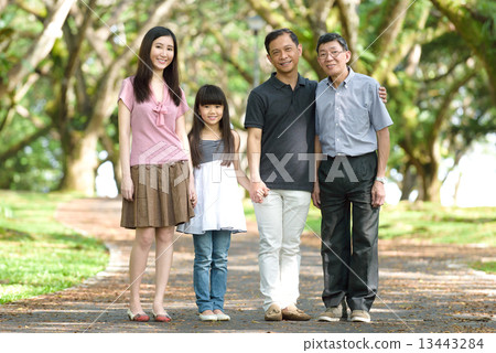 3 generation of 1 chinese family in a park 3 generation of 1 chinese family in a park 13443284