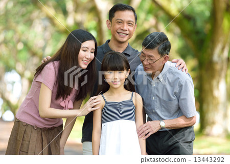 3 generation of 1 chinese family in a park 3 generation of 1 chinese family in a park 13443292