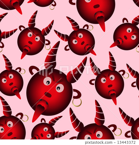 red evil cartoon devil from hell seamless pattern eps10 13443372